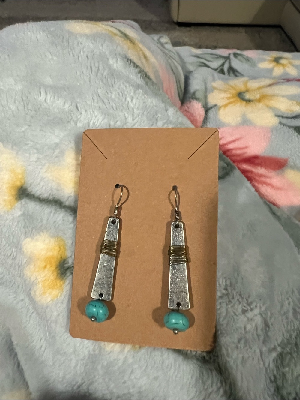 Handcrafted Turquoise Accent Drop Earrings - Women Jewelry